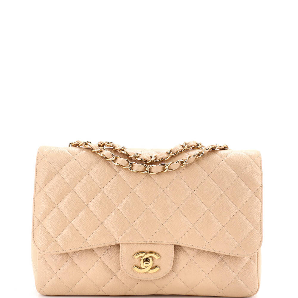 Chanel Jumbo Classic Single Flap Bag Quilted Caviar